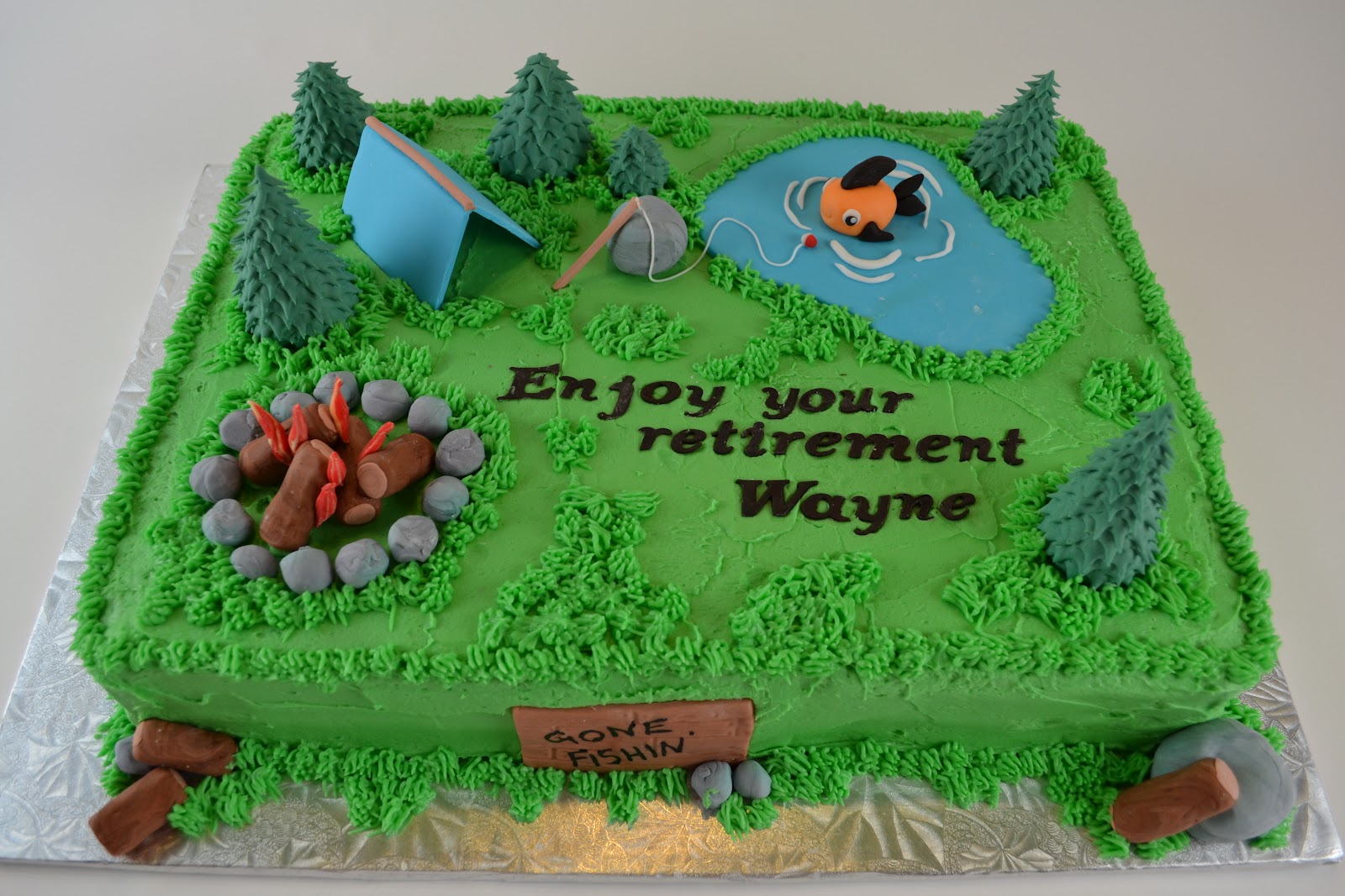 Retirement Cake Camping Theme