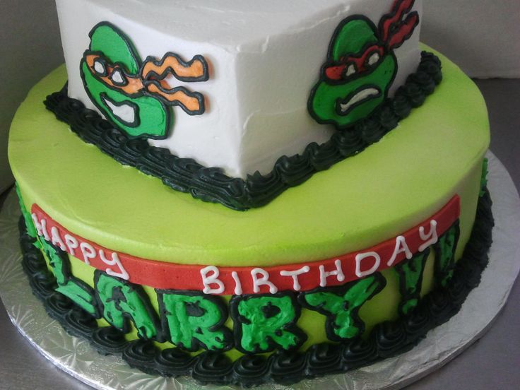 Round Ninja Turtle Cake