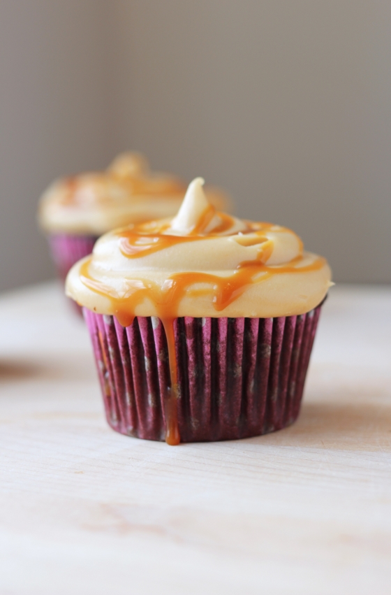 Salted Caramel Cupcakes with Chocolate Frosting