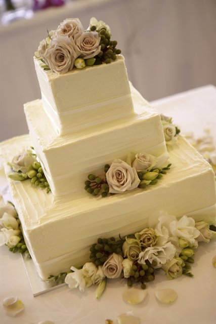 Simple Buttercream Square Wedding Cakes