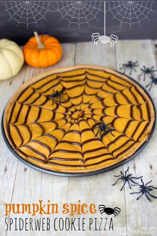 Spider Web Pumpkin Spice Cookie Pizza