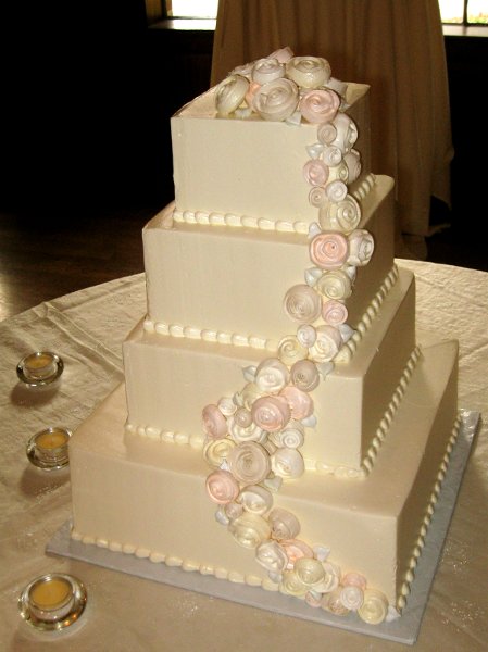 Square Buttercream Wedding Cake with Roses