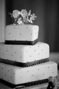 Square Wedding Cake White Pink