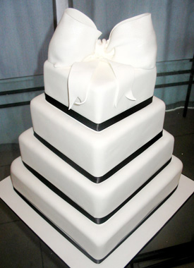 Square Wedding Cake with Bow