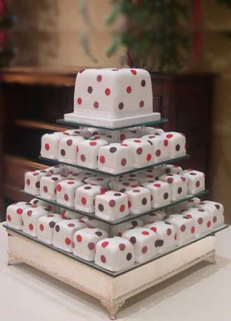 Square Wedding Cake with Polka Dots