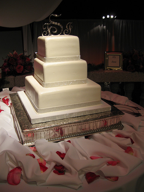 Square Wedding Cakes with Bling