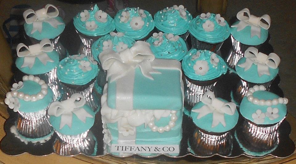 Tiffany Blue Birthday Cake and Cupcakes