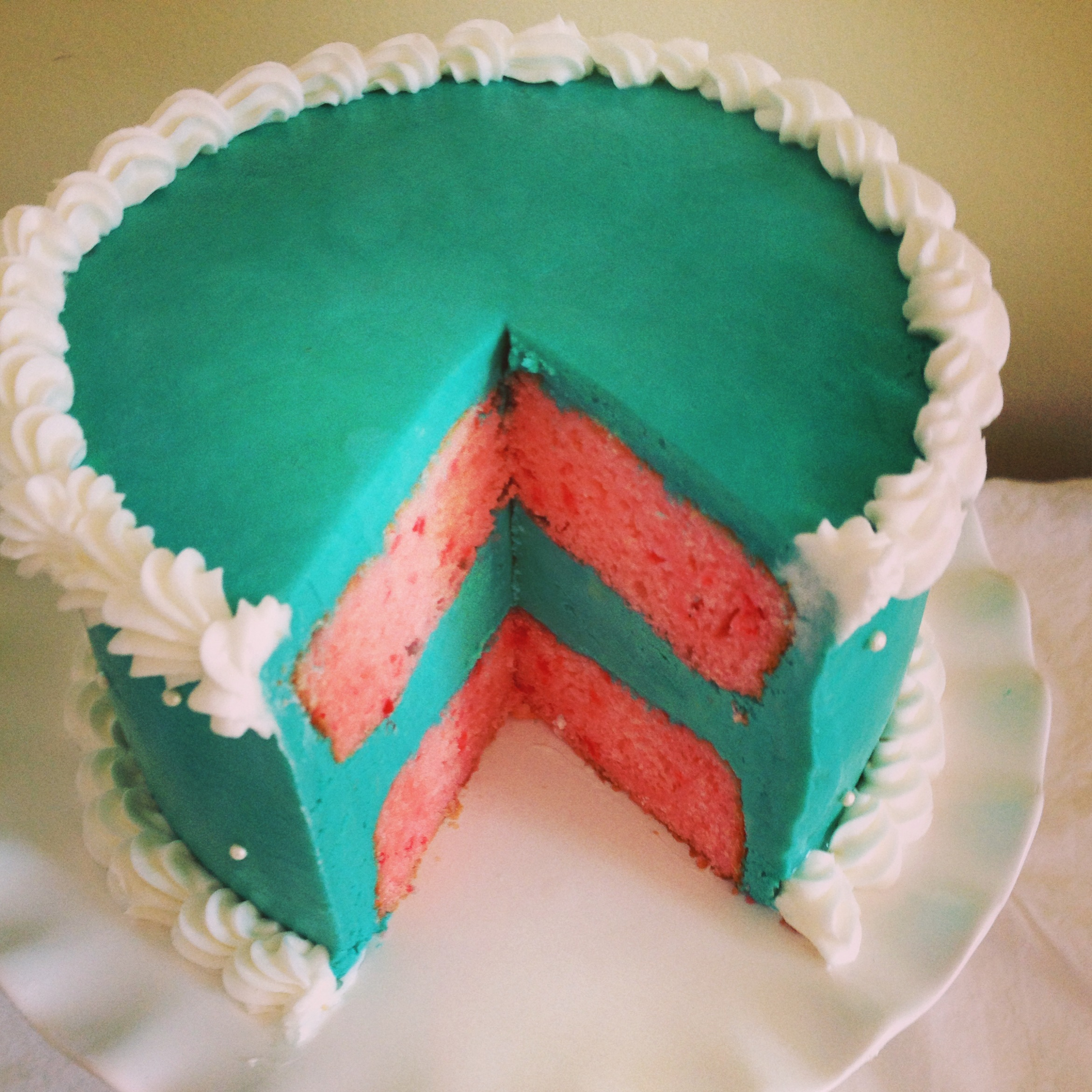 Turquoise and Pink Birthday Cake