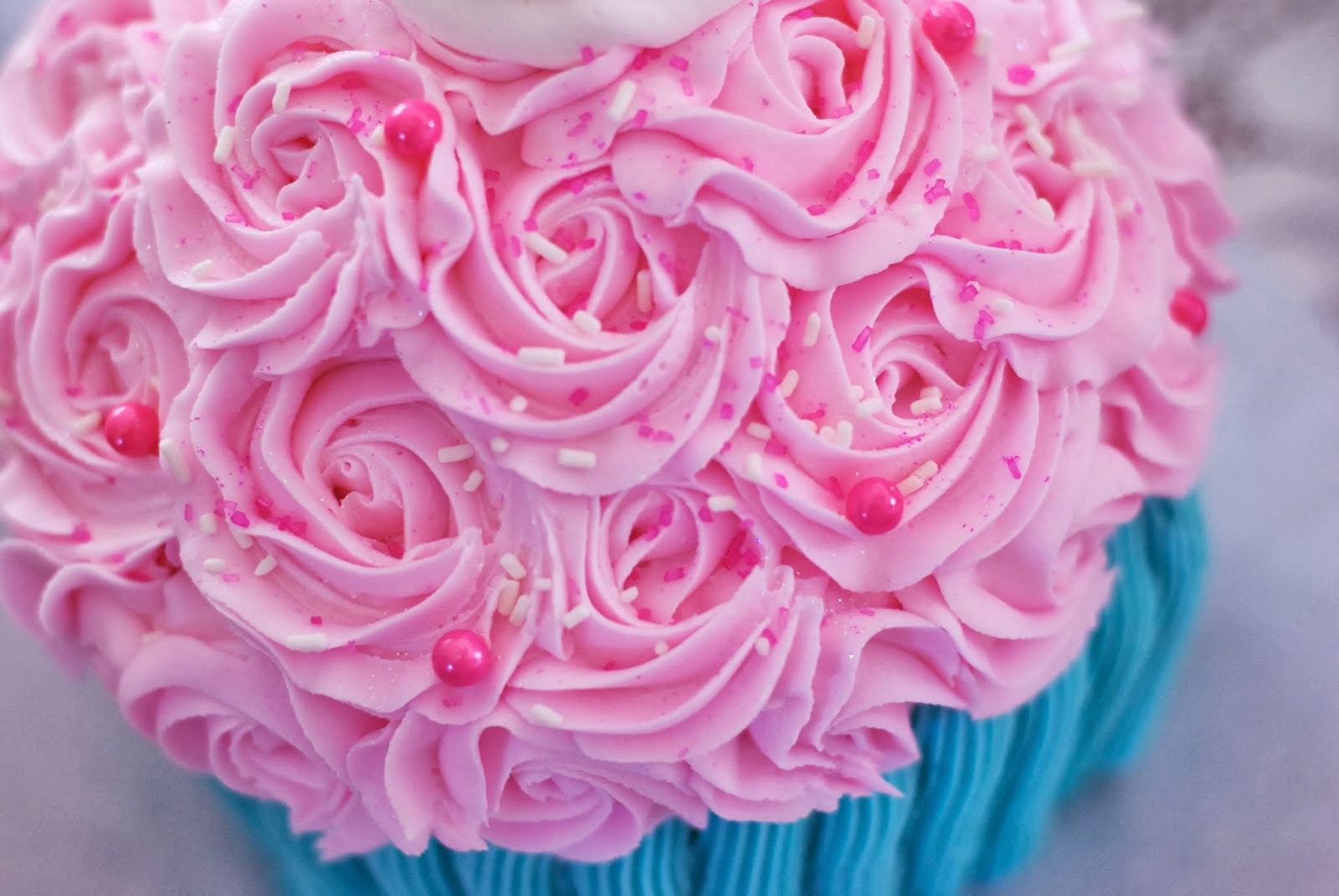 Turquoise and Pink First Birthday Cake