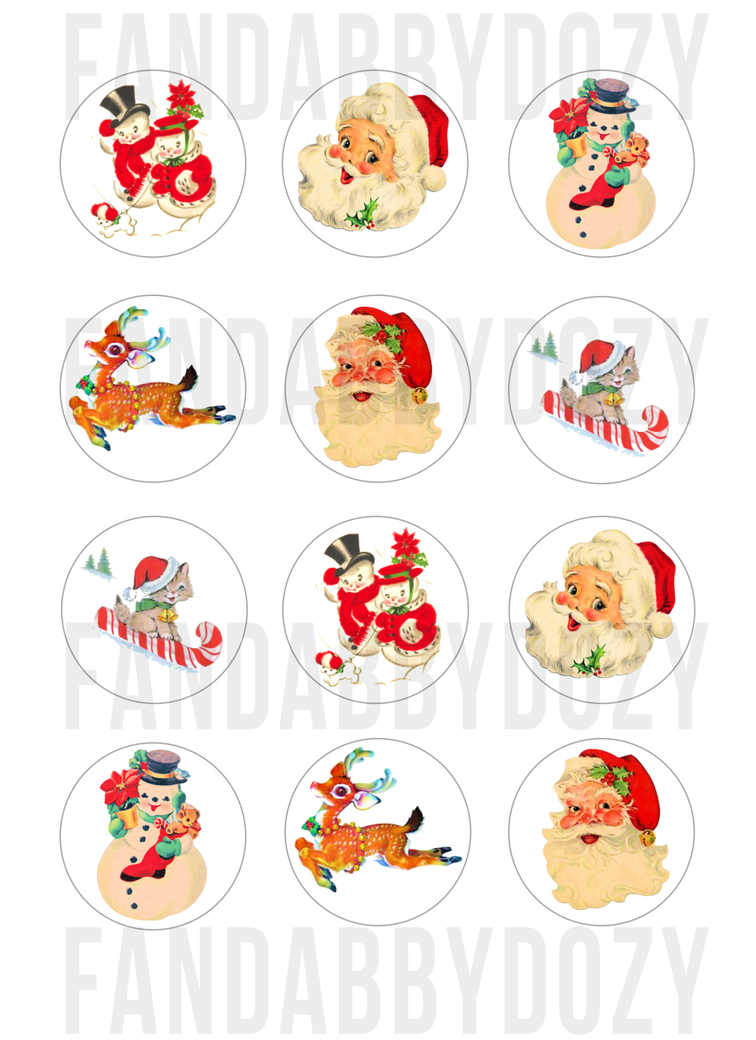 Vintage Christmas Cake Toppers