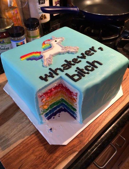 Whatever Bitch Rainbow Unicorn Cake