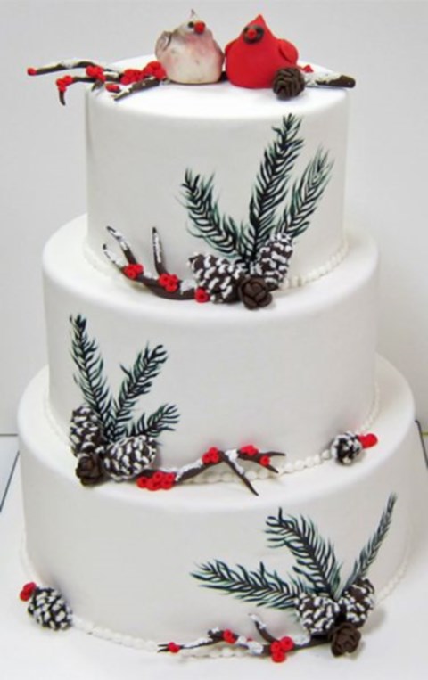 Winter Cardinal Wedding Cake