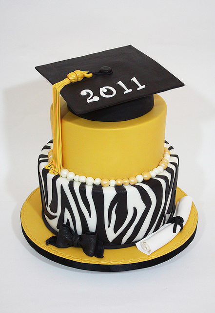 Zebra Graduation Cake