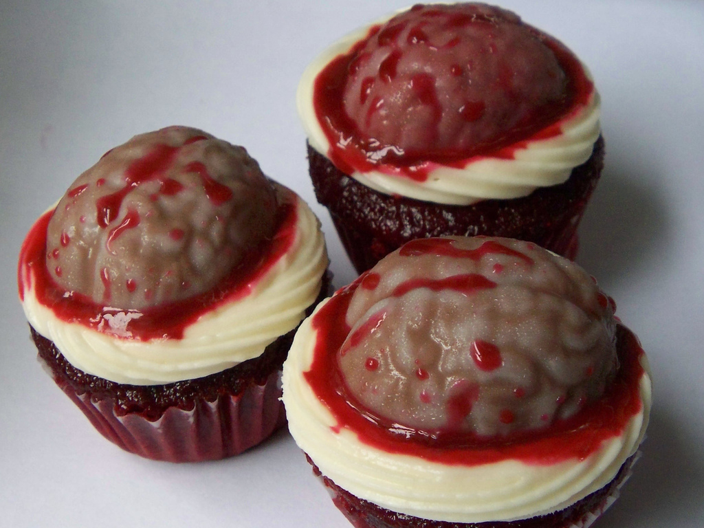 Zombie Brains Halloween Cupcakes