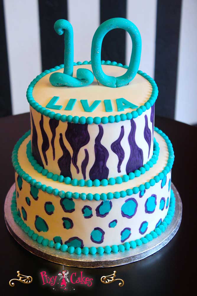 10 Photos of Cheetah Birthday Cakes Two Tier