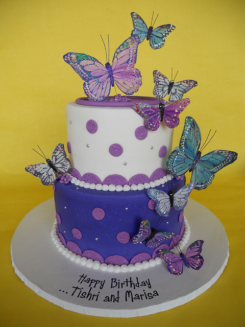 Birthday Cake with Purple Butterfly