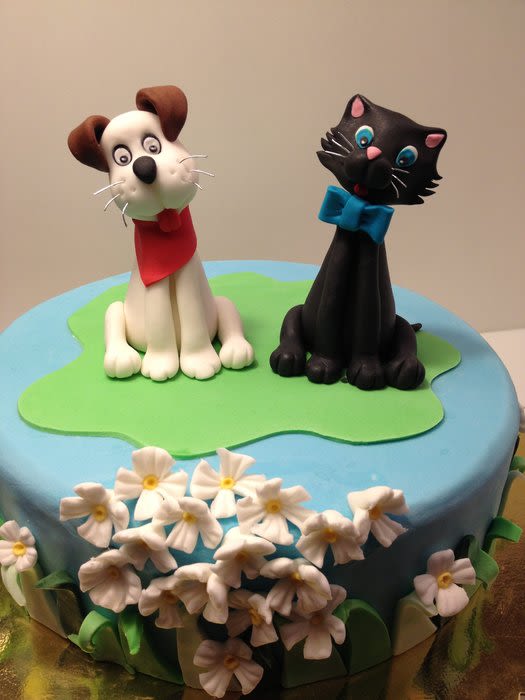 Cats and Dogs with Birthday Cake