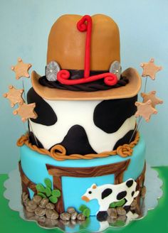 Cowboy Theme First Birthday Cake