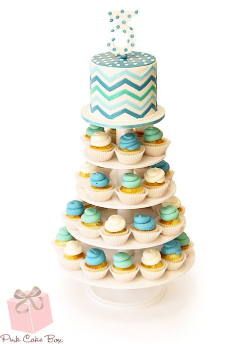 Cupcake Tower Chevron Birthday