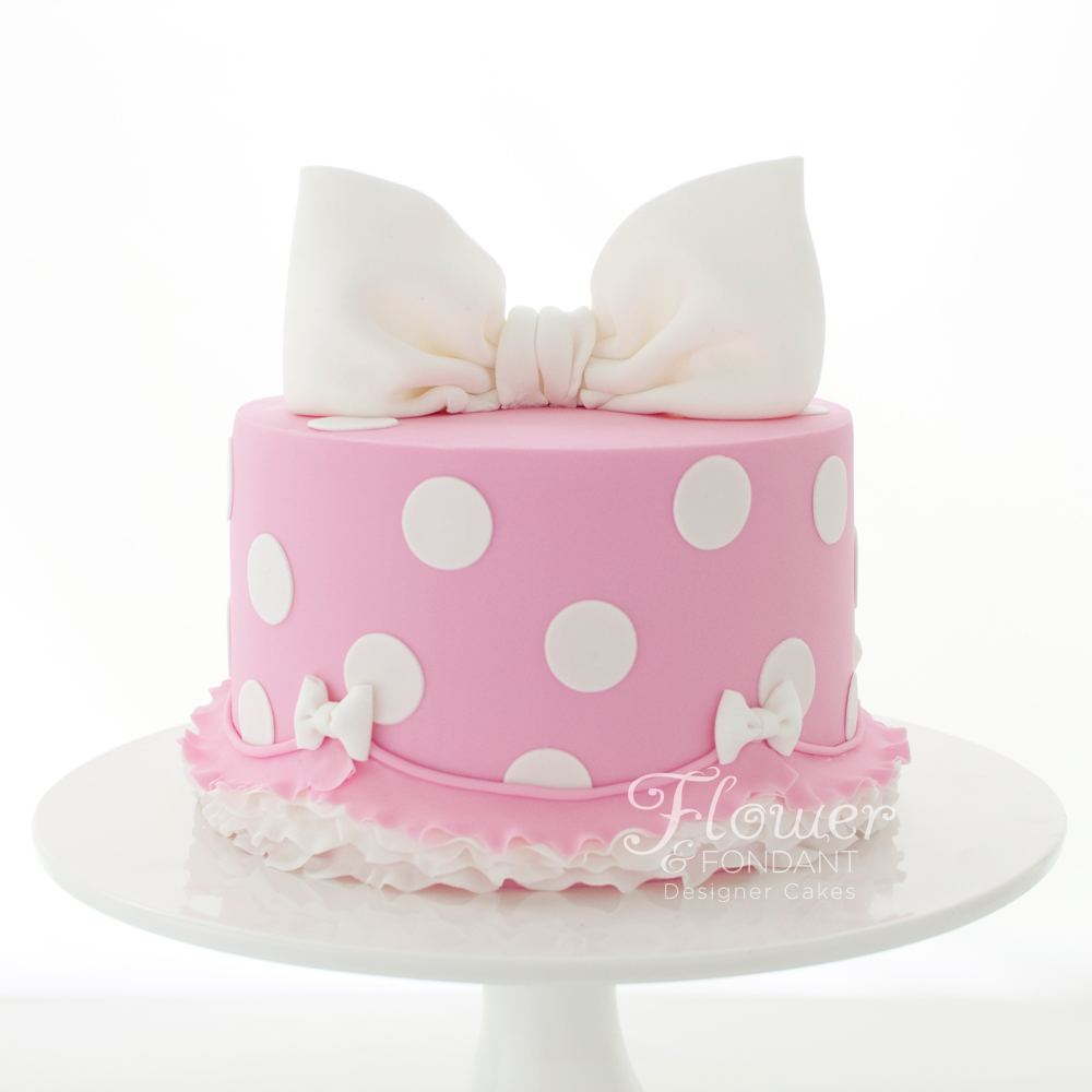 Fondant Cake with Polka Dots and Flowers