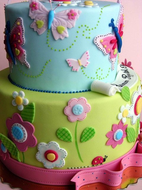 Girls Butterfly and Flower Birthday Cake Ideas