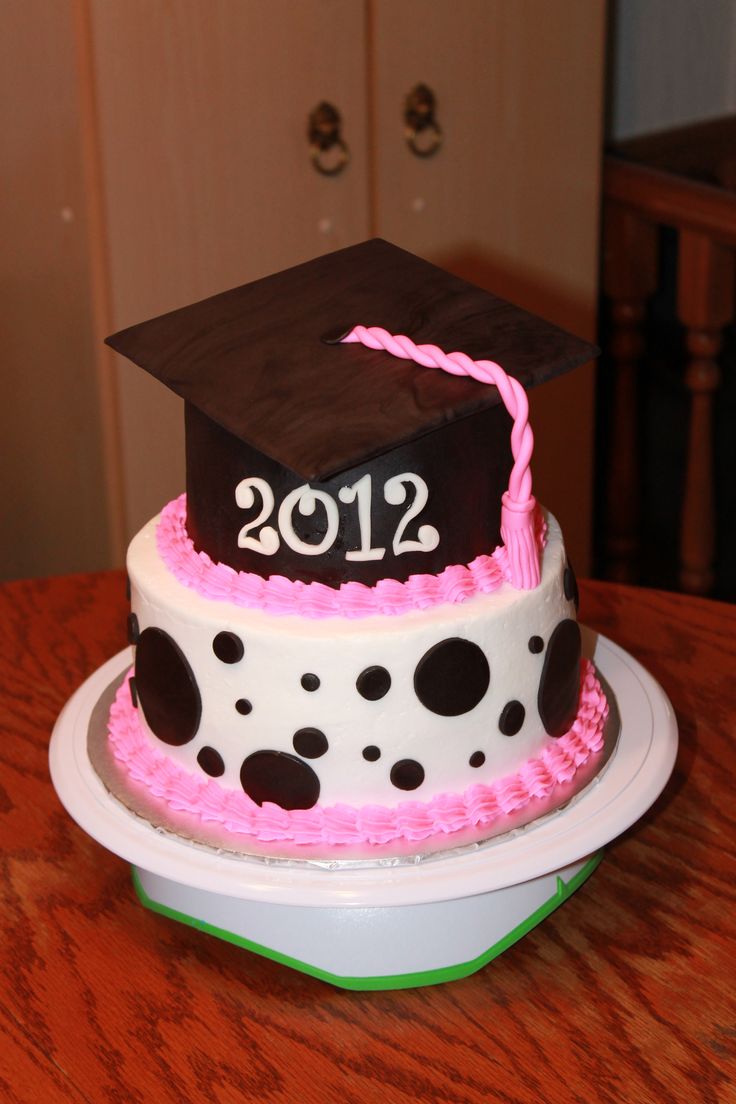 Graduation Cake Pink Black and White