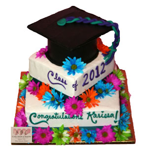 Graduation Cake with Flowers