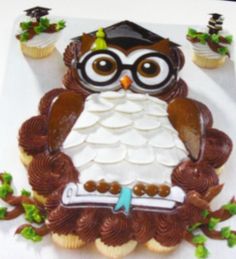 Graduation Owl Cupcake Cake