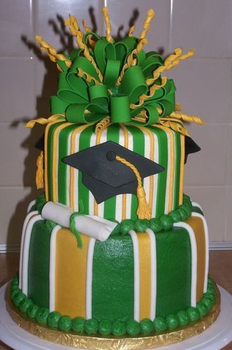 Green and Gold Graduation Cake Ideas