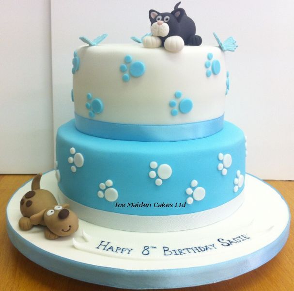 Kitten and Puppy Birthday Cake