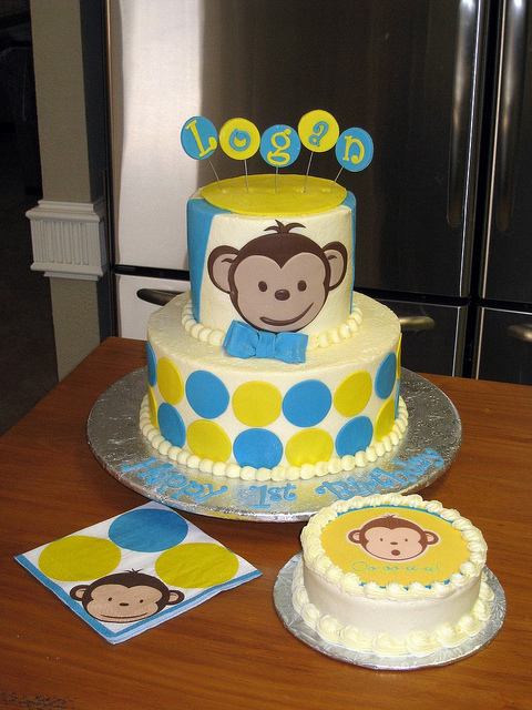 Mod Monkey 1st Birthday Cake