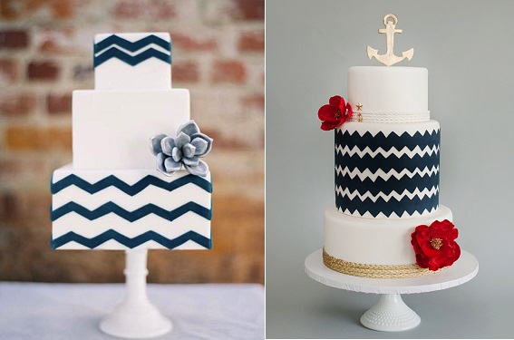 Nautical Chevron Birthday Cake