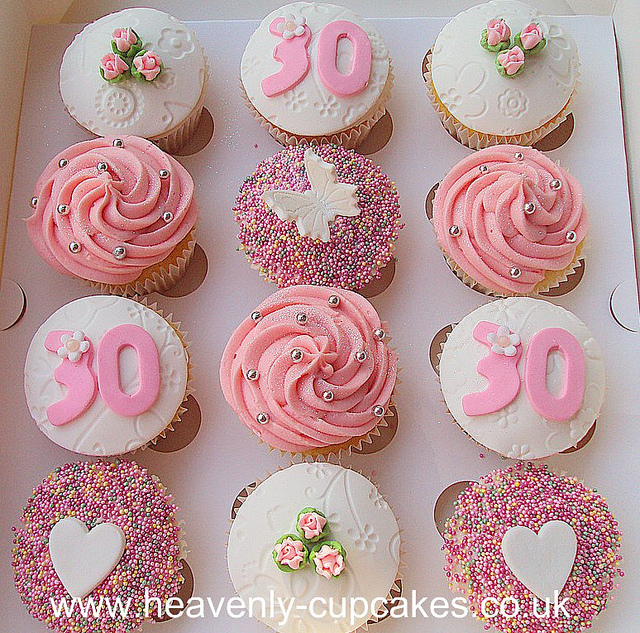 Pink 30th Birthday Cupcakes