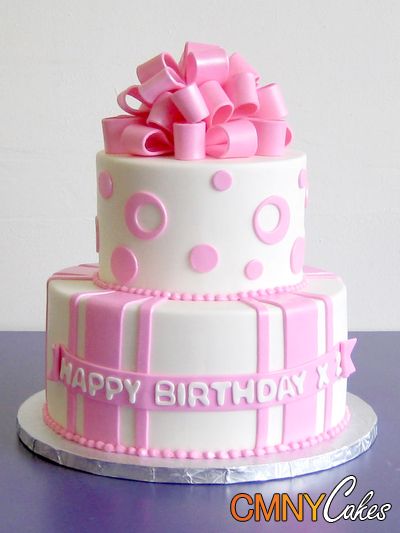 Pink and White Birthday Cake