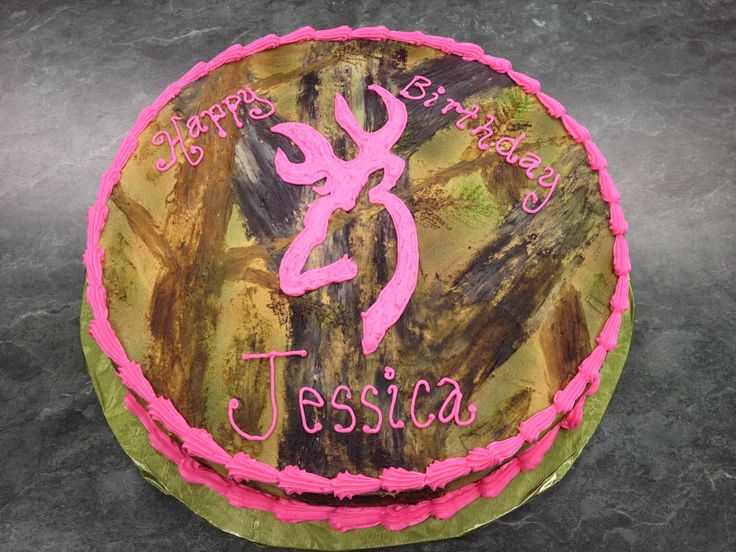 Pink Camo Browning Birthday Cake