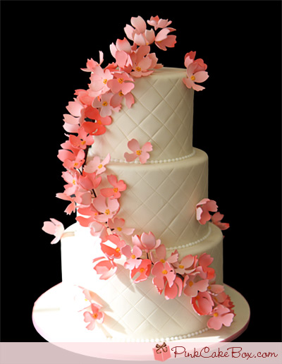 Pink Dogwood Wedding Cake