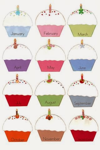 Printable Birthday Calendar Cupcakes