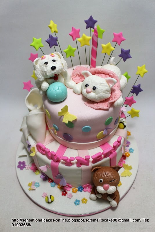 Puppies and Kittens Birthday Cake