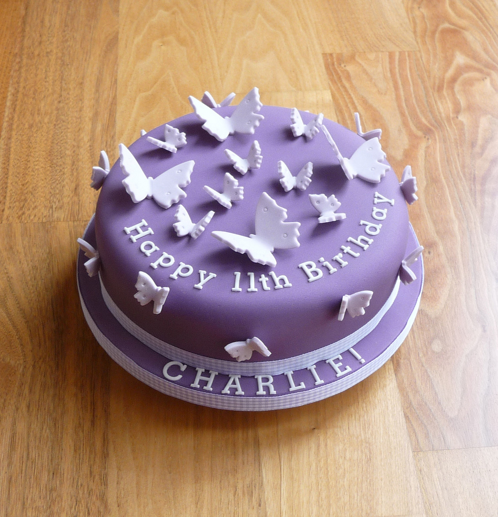 Purple Butterfly Birthday Cake