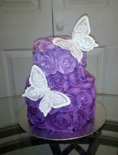 Purple Ombre Rosette Cake