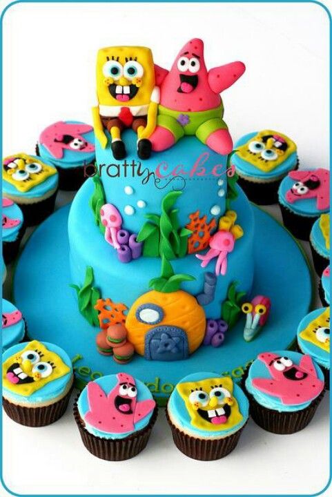 Spongebob Cake and Cupcakes