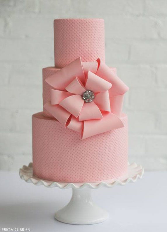 Wedding Cake with Pink Bow