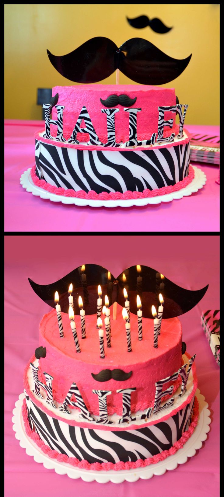 7 Photos of Mustache Zebra Print Birthday Cakes