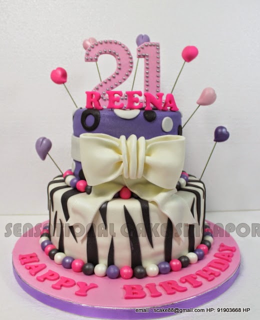 2 Tier Purple Birthday Cake