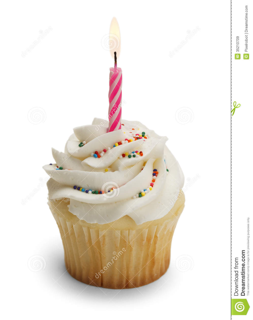 A Blue Birthday Cupcake with Candle