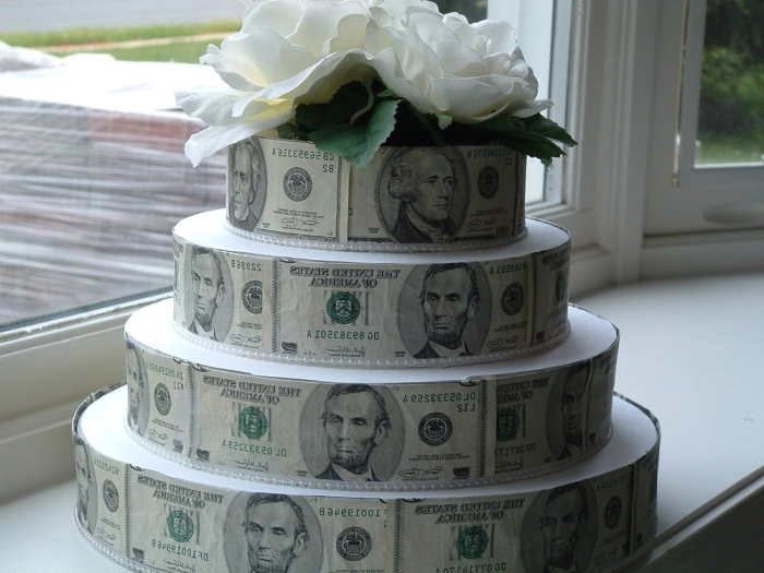 Birthday Cake Made Out of Money