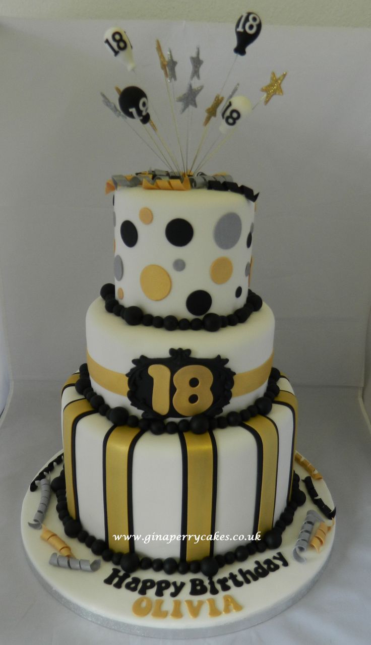 Black and Gold 18th Birthday Cake