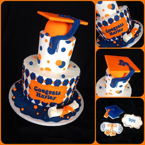 Blue and Orange Graduation Cake Ideas