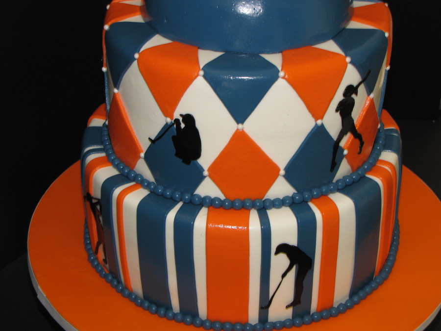 Blue and Orange Graduation Cake