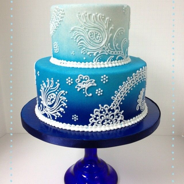 Blue and Purple Ombre Birthday Cake